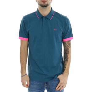 POLO SMALL STRIPE FLUO PETROLIO